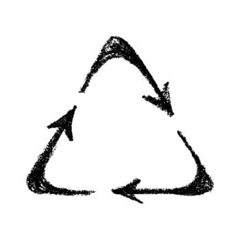 Hand drawn recycle arrow icon Recycling resources symbol Reuse of materials, zero waste, green environment, saving the planet cycle doodle vector