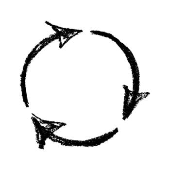 cycle emblem Hand drawn recycle arrow icon Recycling resources symbol Reuse of materials, zero waste, green environment, saving the planet vector