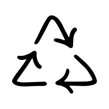 Hand drawn recycle arrow icon Recycling resources symbol Reuse of materials, zero waste, green environment, saving the planet cycle isolated vector