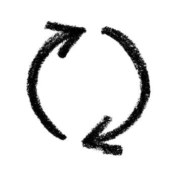 cycle conservation Hand drawn recycle arrow icon Recycling resources symbol Reuse of materials, zero waste, green environment, saving the planet vector