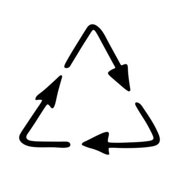 Hand drawn recycle arrow icon Recycling resources symbol Reuse of materials, zero waste, green environment, saving the planet emblem reuse vector