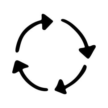 Hand drawn recycle arrow icon Recycling resources symbol Reuse of materials, zero waste, green environment, saving the planet emblem waste vector