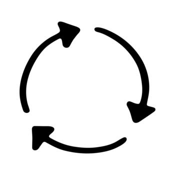 emblem waste Hand drawn recycle arrow icon Recycling resources symbol Reuse of materials, zero waste, green environment, saving the planet vector