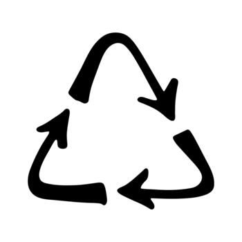 Hand drawn recycle arrow icon Recycling resources symbol Reuse of materials, zero waste, green environment, saving the planet cycle motion vector