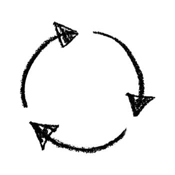 Hand drawn recycle arrow icon Recycling resources symbol Reuse of materials, zero waste, green environment, saving the planet cycle natural vector