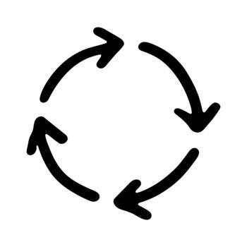 Hand drawn recycle arrow icon Recycling resources symbol Reuse of materials, zero waste, green environment, saving the planet cycle pictogram vector