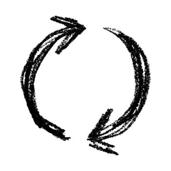 Hand drawn recycle arrow icon Recycling resources symbol Reuse of materials, zero waste, green environment, saving the planet cycle emblem vector