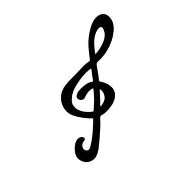 Treble clef doodle. Hand drawn musical symbol. Single element for print, web, design, decor, logo simple graphicsimple graphic vector