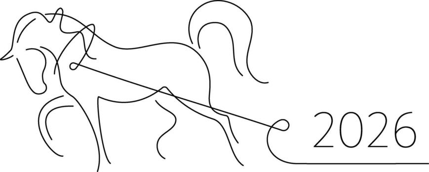 A minimalist one-line drawing of a horse in motion, created in a continuous line art style vector