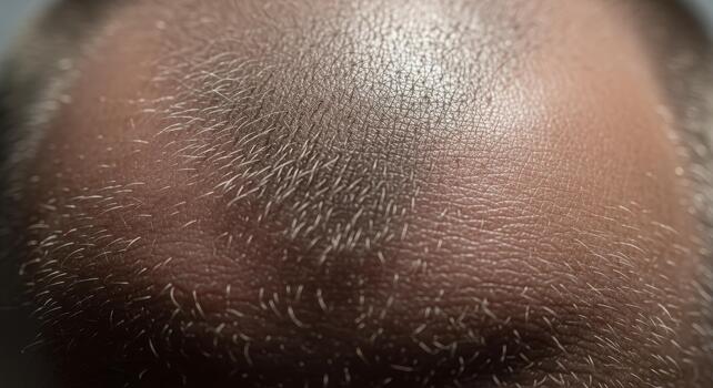 Close up Macro Shot of Thinning Hair and Scalp Texture Aging Man Hair Loss Concepts photo
