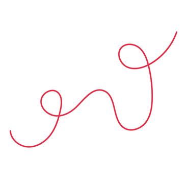 Squiggle thin red line, doodle sketch, abstract simple illustration vector
