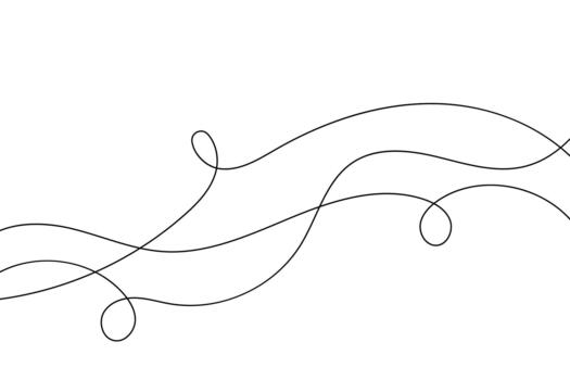 Horizontal tangled wire drawing, curly swirl graphic element vector