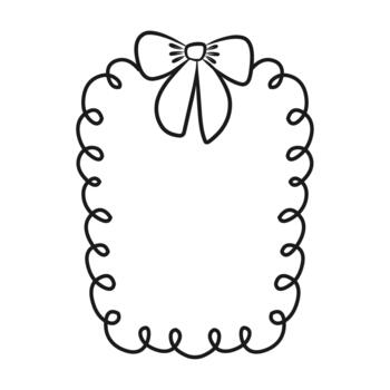 Curly line with ribbon bow decorative frame , curly frame with bow, trendy modern style. vector