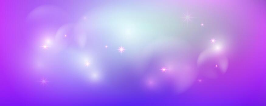 Purple and blue gradient background with light bokeh and sparkles vector