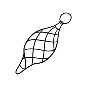 en forma de lágrima Navidad árbol decoración con cuadrícula modelo. mano dibujado ilustración en línea estilo. vector