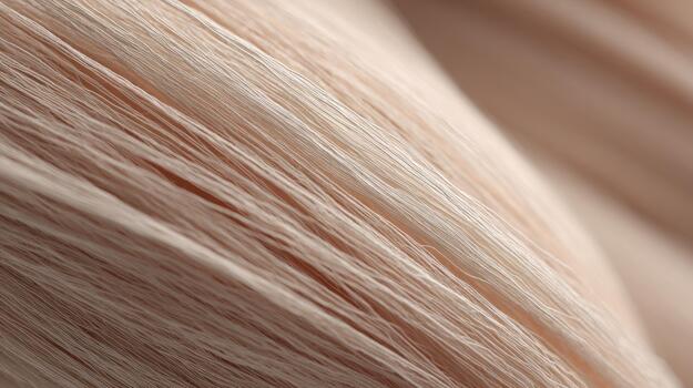 A close-up image showcasing strands of light-colored fibers, revealing delicate textures and unique patterns. Ideal for design projects focusing on softness and subtlety. photo
