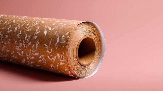 A beautifully designed roll of decorative paper featuring a delicate leaf pattern. Perfect for crafts, gift wrapping, or home decor, adding a touch of elegance to any project. photo