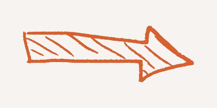 Childlike geometric scribble drawn with charcoal texture. Funky abstract arrow shape with irregular curves, crayon details. vector