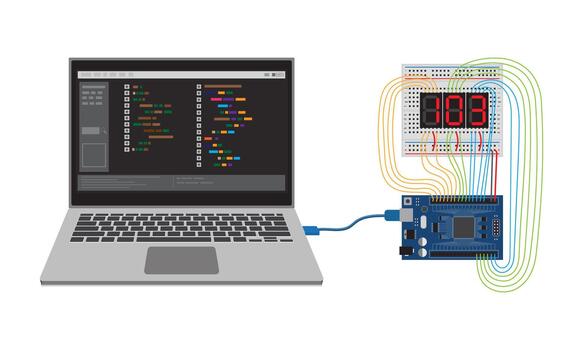 microcontrolador programación electrónica signo. aislado símbolo en blanco antecedentes. ilustración eps 10 vector