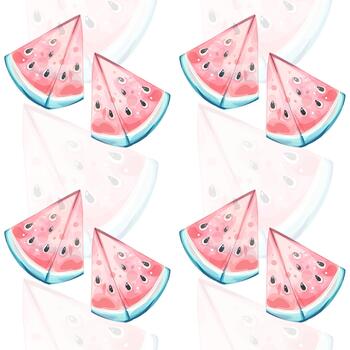 brillante sandía rebanadas arreglado en un sin costura modelo crear un alegre fondo, ideal para verano temas, playa salidas, festivo ocasiones, y alegre relajación debajo el Dom. vector