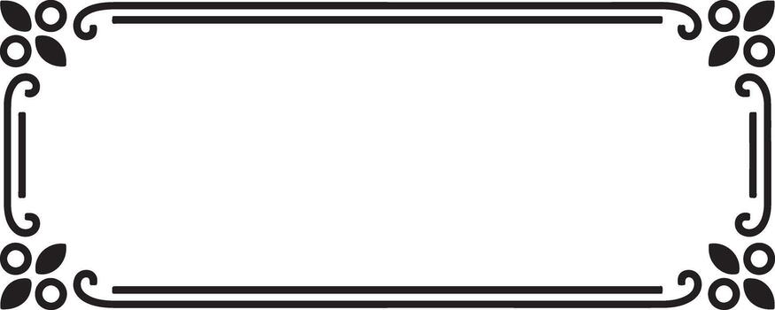 A black and white square frame with a flower design vector
