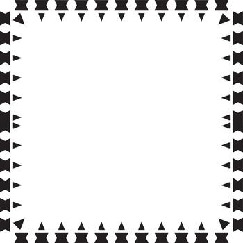 A black and white square frame with a border of triangles vector