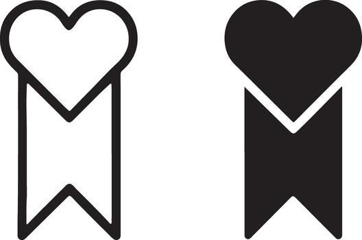 Heart bookmark icon in outline and solid styles, representing favorite, save, important, love, mark, ideal for modern user interface design element. isolated on white background, , illustration vector