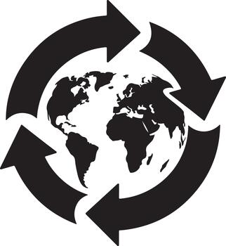 The earth is in a circle with arrows pointing to it vector