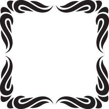 A black and white square frame with a swirl pattern vector