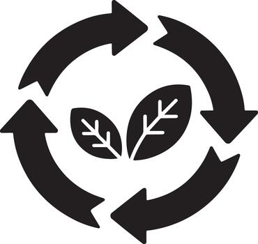 A circular arrow with leaves in it vector