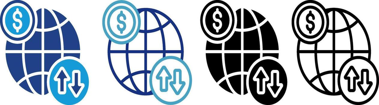 Global transaction icon with world map vector