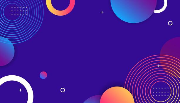 Abstract colorful geometric shapes background with gradient circles and modern design elements. vector