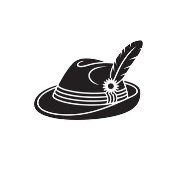 a hat with a feather and a feather on it vector
