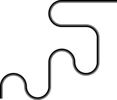 Interlaced dual-tone lines form an irregular zigzag arrangement with squared wave turns and smooth curved transitions. vector