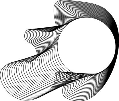 Shape built around a circular center with exterior composed of blobs and curves forming smooth flow. vector