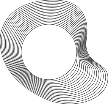 Central void surrounded by soft contour layers creating a suspended structure with variable curves and gentle asymmetry. vector