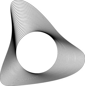Triangular structure with rounded corners and a central circular hole surrounded by soft contour layers. vector