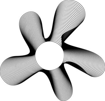 Round-centered design with layered stroke outlines and multiple lobes forming a branching and flowing structure. vector