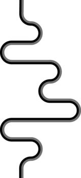 Paired lines navigate an asymmetric maze featuring squared wave blocks connected by rounded shifting curves. vector