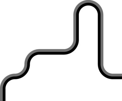 Broad colored lines follow an irregular path built from squared wave steps and smooth directional curves. vector