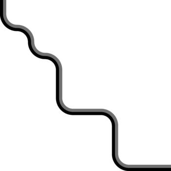 Two thick lines angle diagonally through a maze of squared wave sections and smooth directional curves. vector