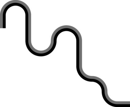 Dual-tone lines outline an irregular abstract form shaped by squared wave angles and flowing curved segments. vector