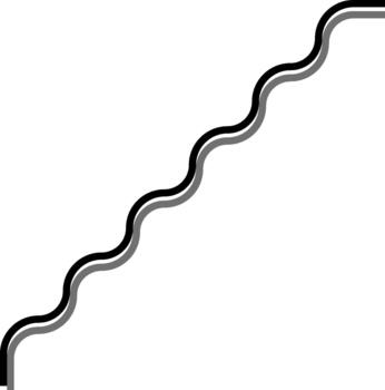 Two thick colored lines create an irregular abstract layout featuring squared wave blocks and wavy curved shifts. vector