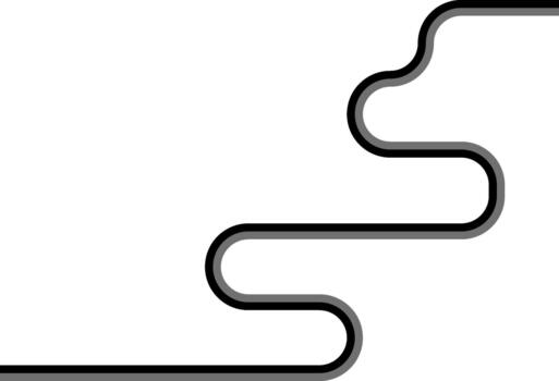 Dual-color lines form a long labyrinthine structure combining zigzag stretches with rounded path curves. vector