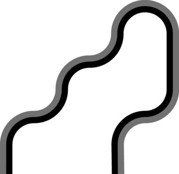 Dual-tone lines cut a diagonal route across squared wave structures with connected curved segments. vector