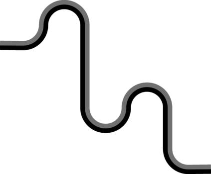 Dual contrasting lines shift through a maze composition built from squared wave patterns and soft curving segments. vector