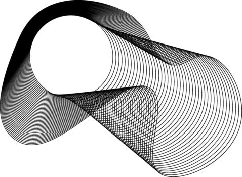 Smoothly curved shape with a central circular space and layered lines generating rhythmic flow and soft direction. vector