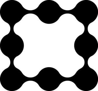 Hollow square structure formed by circular dots. vector
