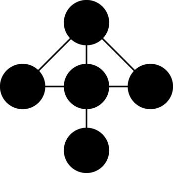 Triangular web-like structure formed by interconnected circular nodes. vector