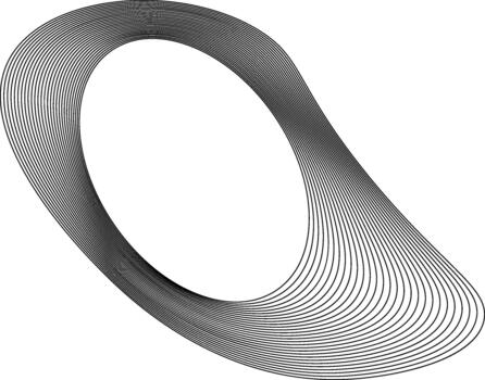 Circular middle surrounded by layered organic lines that expand outward in soft irregular curves blending structure and fluidity. vector